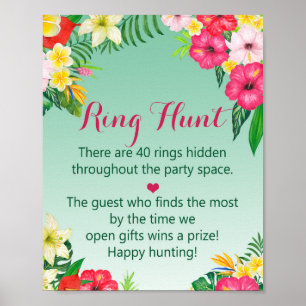 Luau Tropische Ringjacht Game - Bruidsfeest Bord Poster