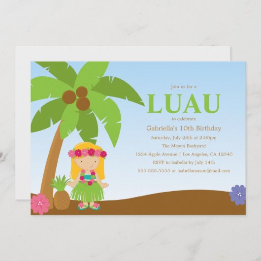 Luau | Uitnodiging (Voorkant / Achterkant)