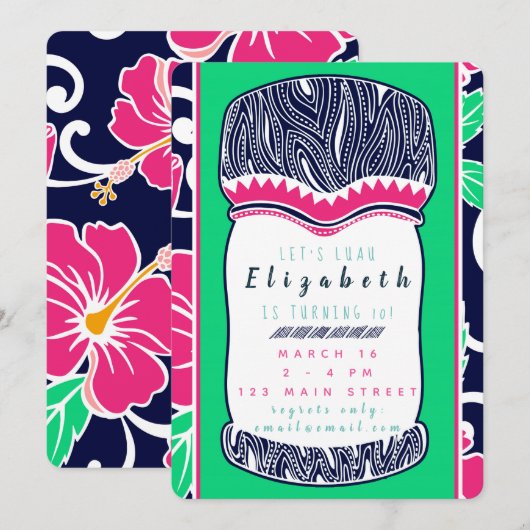 Luau-uitnodiging Kaart (Voorkant / Achterkant)