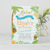 Luau uitnodiging voor verjaardagsfeestje (Staand voorkant)