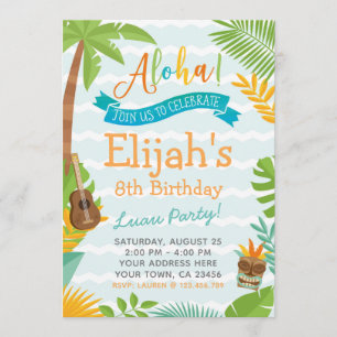 Luau uitnodiging voor verjaardagsfeestje