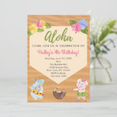 Luau uitnodiging voor verjaardagsfeestje (Staand voorkant)