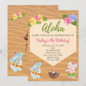 Luau uitnodiging voor verjaardagsfeestje (Voorkant / Achterkant)