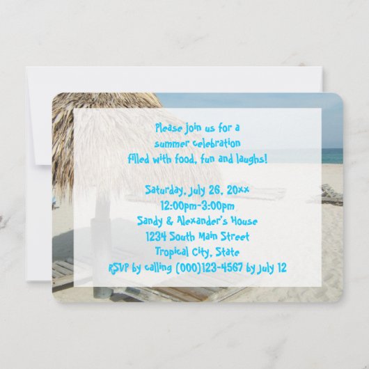 Luau Uitnodiging voor verjaardagsfeestje, Strand C (Achterkant)