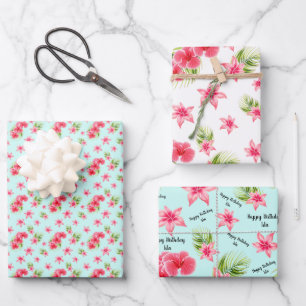 Luau verjaardag Tropische strandnaam Inpakpapier Vel