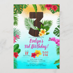 Luau Verjaardag, Uitnodiging Luau Party 3e verjaar