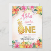 Luau Verjaardag Uitnodiging Meisje eerste verjaard (Voorkant)