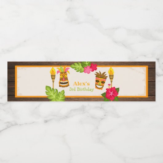 Luau Verjaardag Waterfles Label - Jongen Waterfles Etiket (Enkel label)