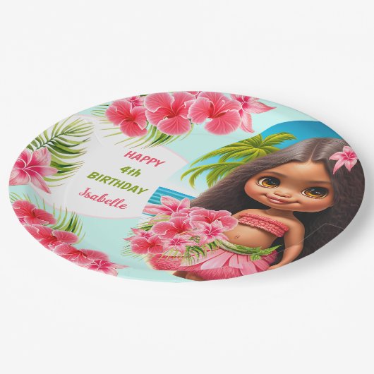 Luau verjaardagsfeest Tropisch strand Papieren Bordje (Gekanteld)