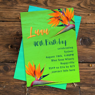 Luau Verjaardagsfeestje Lime Tropische Bloemen Kaart