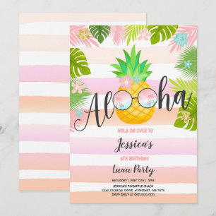Luau-verjaardagsuitnodiging Ananas Hawaiiaanse Lua Kaart
