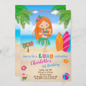 Luau verjaardagsuitnodiging Hawaiian strandfeest m Kaart (Voorkant / Achterkant)