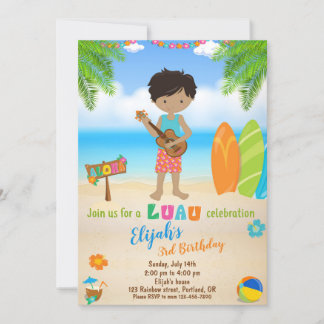 Luau verjaardagsuitnodiging Tropisch strand Kaart