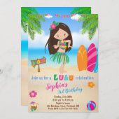 Luau verjaardagsuitnodiging Tropisch strandfeest m Kaart (Voorkant / Achterkant)