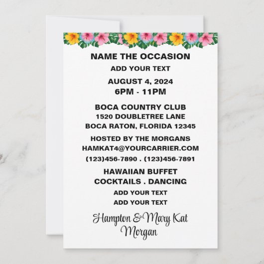 LUAU - Voir au verso - Invitation (Dos)