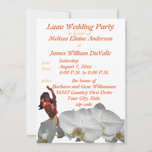 Luau Wedding Party for Couples Invitation Kaart (Voorkant)