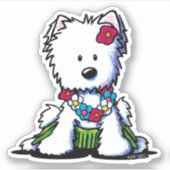 Luau Westie op maat gesneden vinyl Sticker (Voorkant)