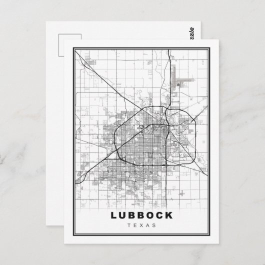Lubbock Map Briefkaart (Voorkant / Achterkant)