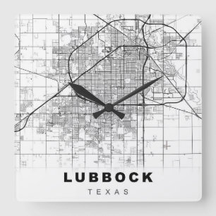 Lubbock Map Vierkante Klok