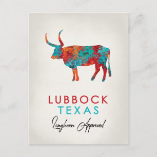 Lubbock Texas Colorful Longhorn Briefkaart