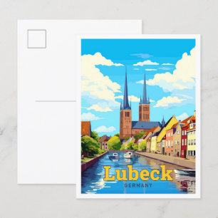 Lubeck Duitsland Travel Art Vintage Briefkaart
