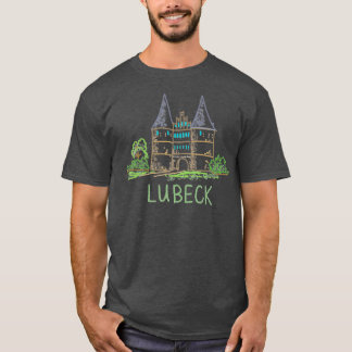 Lubeck Duitsland Unieke hand-tekende kunstgeschenk T-shirt