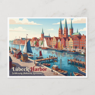 Lübeck Haven Duitsland Briefkaart