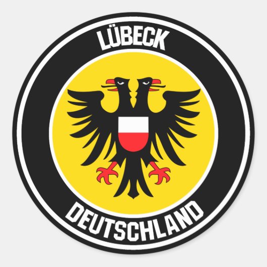 Lübeck Round Emblem Ronde Sticker (Voorkant)