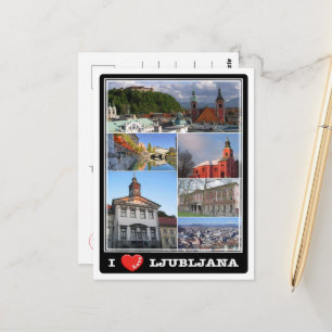 Lubiana - Slovenië - I Love - Briefkaart