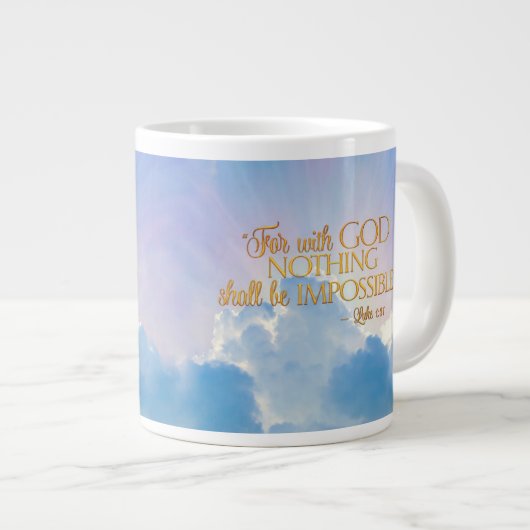 Luc 1:37 Avec Dieu Rien D'Impossible 20 Oz Mug (Devant droit)