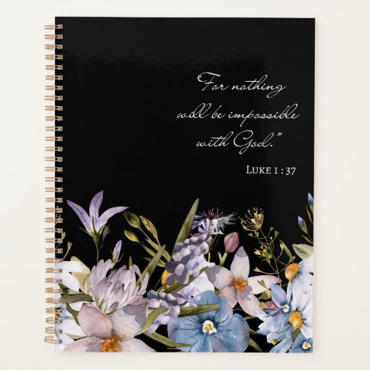 Luc 1:37 Bible Verse Fleurs sauvages Aquarelle Art (Devant)
