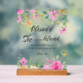 Luc 1:45 Béni est Elle, Écriture Féminine Floral (Neutre)