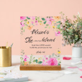 Luc 1:45 Béni est Elle, Écriture Féminine Floral (Mariage)