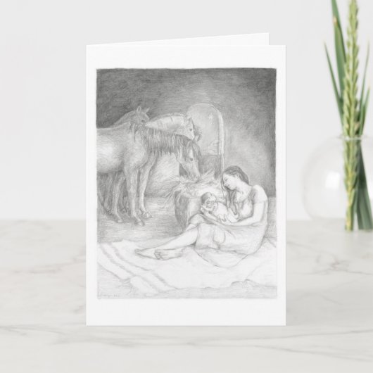 Luc 2:7 - Carte de Noël de Marie & Jésus (Devant)