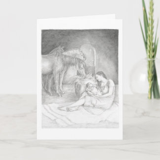 Luc 2:7 - Carte de Noël de Marie & Jésus