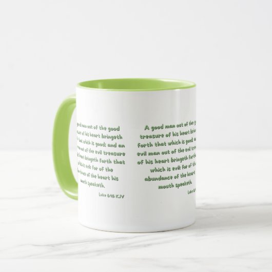 Luc 6:45 Bible Verse Écriture Mug à deux tons (Devant gauche)