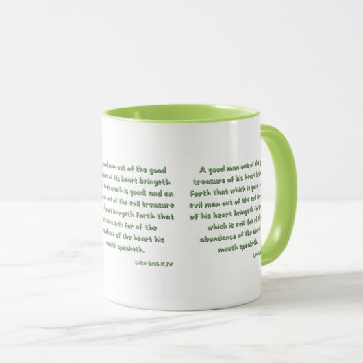 Luc 6:45 Bible Verse Écriture Mug à deux tons (Devant droit)