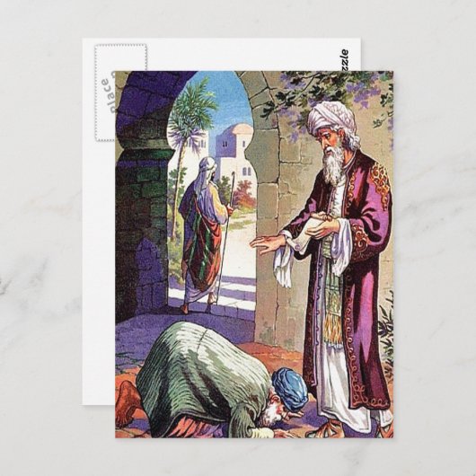 Luc 7:40-50 Une histoire sur Pardonner carte posta (Devant / Derrière)