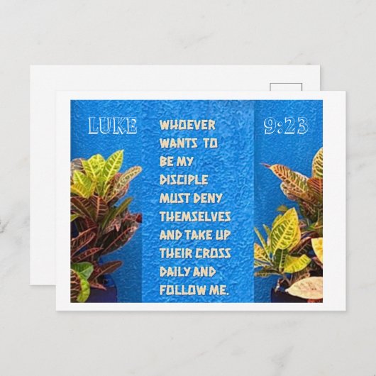 Luc 9:23 Carte postale Écriture (Devant / Derrière)
