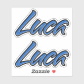 Luca Nom bleu Autocollant Autocollant (Feuille)