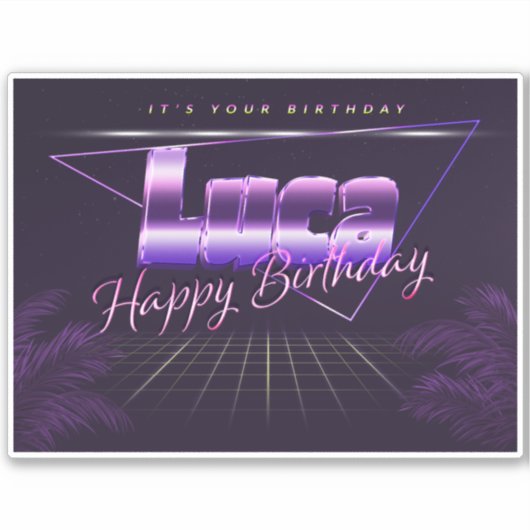 Luca Prénom lila retro Sticker (Devant)