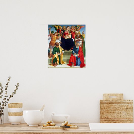 Luca Signorelli Madonna en Child met heiligen Poster (Keuken)