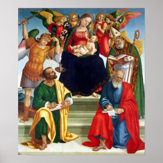 Luca Signorelli Madonna en Child met heiligen Poster (Voorkant)