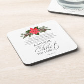 Lucas 2:10-11 Poinsettia Kerstmis Schrift Bier Onderzetter (Linkerzijde)