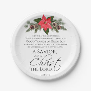 Lucas 2:10-11 Poinsettia Kerstmis Schrift Papieren Bordje