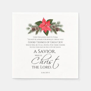 Lucas 2:10-11 Poinsettia Kerstmis Schrift Servet