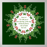 Lucas 2:11 Schrift voor Kerstmis met Hulst