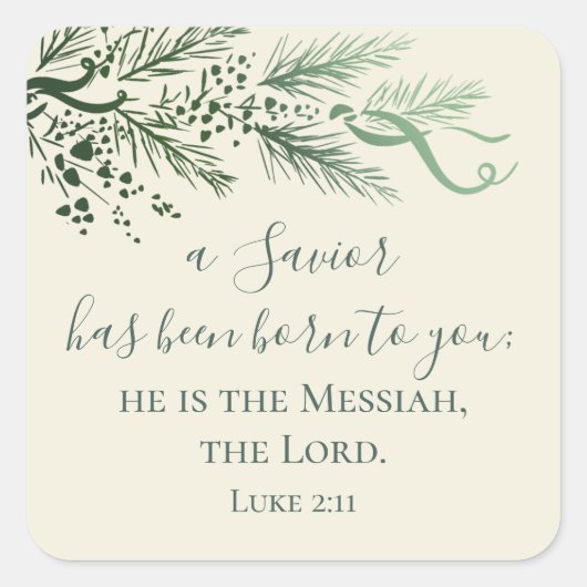 Lucas 2:11 Schriftgedeelte Aangepaste moderne denn Vierkante Sticker (Voorkant)