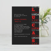 Lucas Cool Moderne Bar Mitzvah Invitation Rouge No (Debout devant)