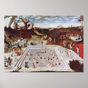 Lucas Cranach de ouderen - de fontein van de jeugd Poster
